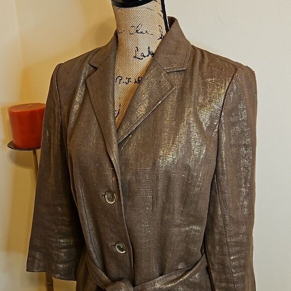 Dana Buchman Golden Brown linen jacket size 6 - Picture 3 of 11
